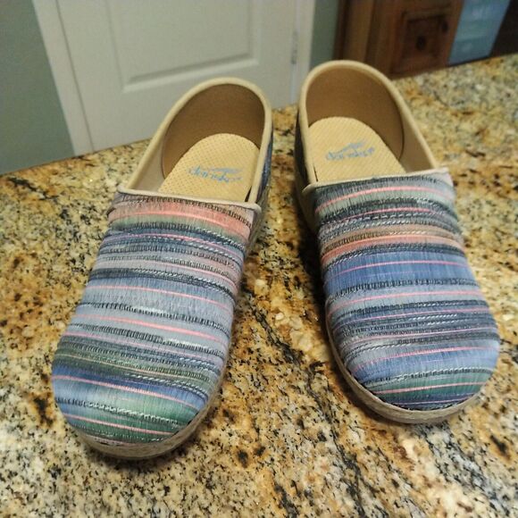 Dansko Pro Clog Womens Jute Rainbow Stripe Artisan Weave EU 37 US 6.5 - Picture 3 of 12